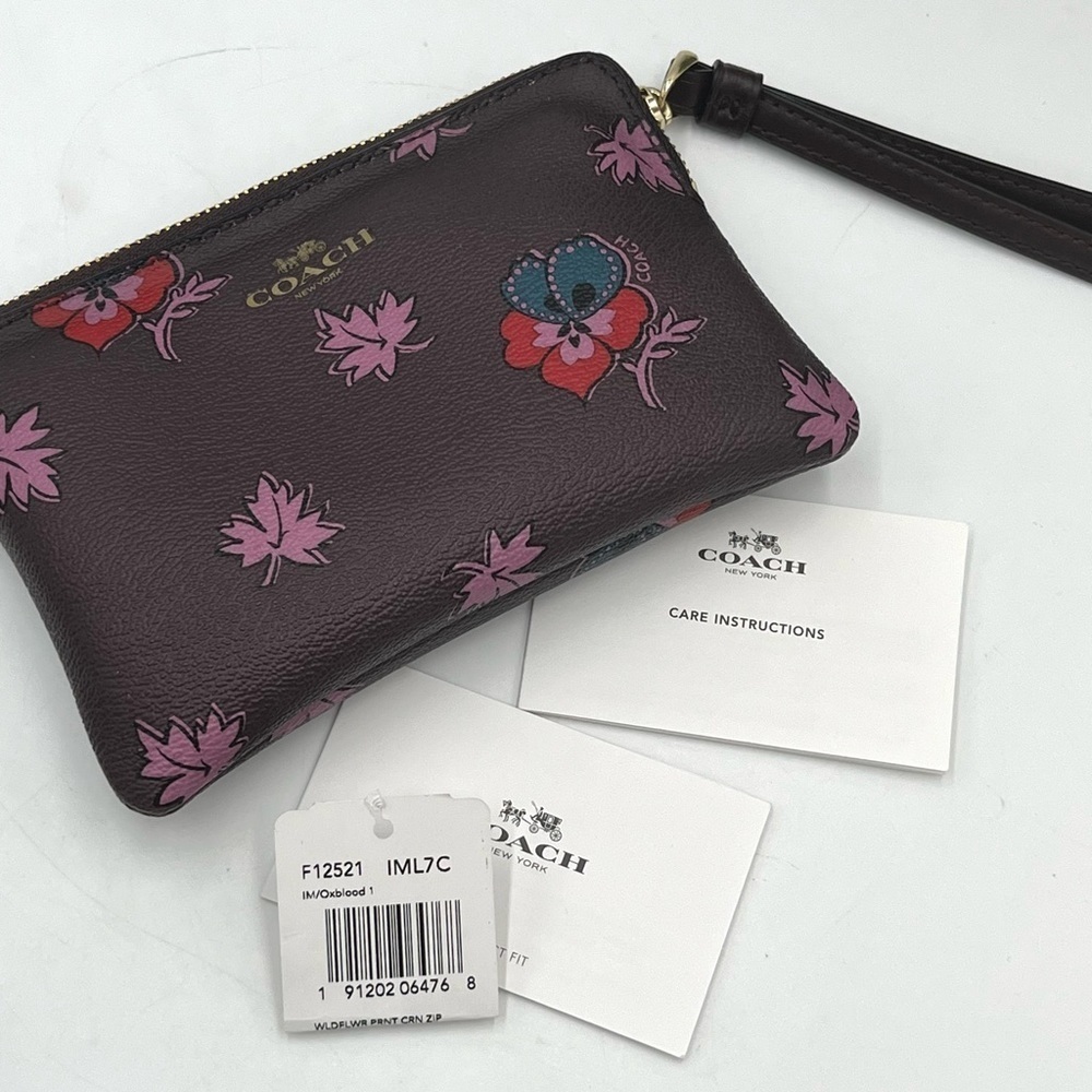 Coach Wildflower Print‎ Dk Lt Purple Wristlet Wallet F12521 New Limited Edition - Picture 7 of 11